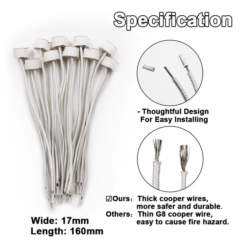 DiCUNO G8 Base Wire Connector Socket, G8 LED Light Bulb Socket Adapter, Ceramic Bulb Holder, 20 Pack - Image 5